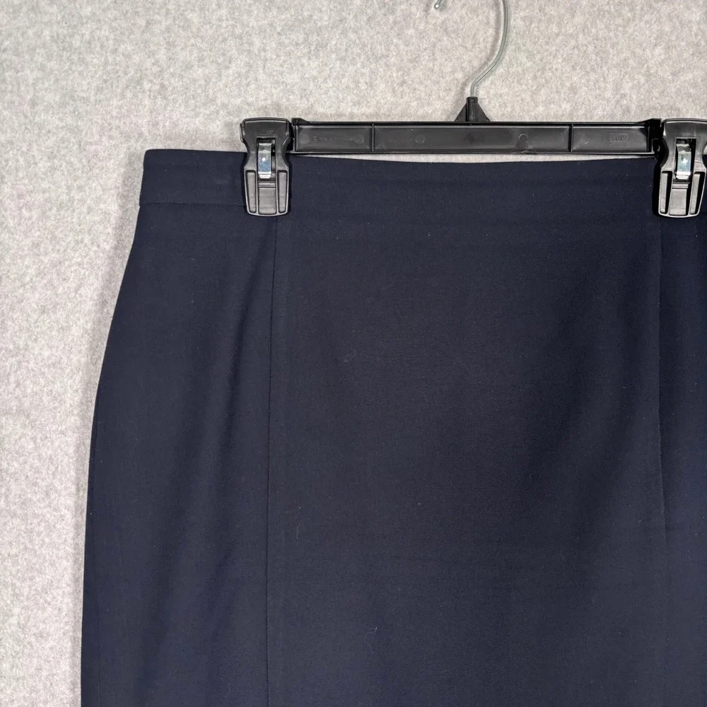 Ann Taylor Pencil Skirt 10 Navy Blue Curvy Fit Career Workwear Stretch Office